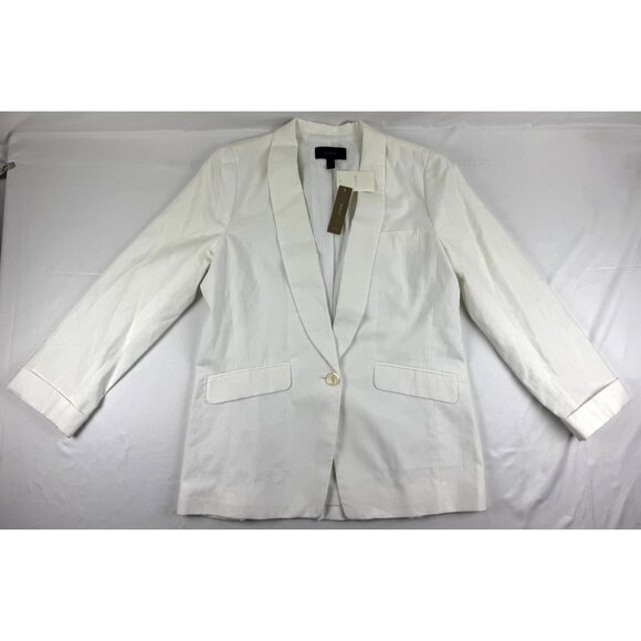 NWT J. Crew Women's Cotton Linen Blazer Jacket 8 White One Button - Picture 1 of 8